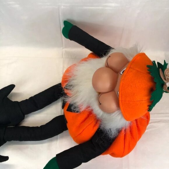 Vintage Rubber Face HALLOWEEN Elf Pixie Pumpkin Costume Greeter Shelve - Picture 7 of 11